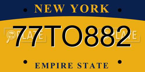 77TO882 New York License Plate