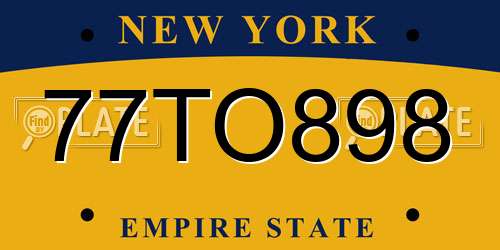 77TO898 New York License Plate