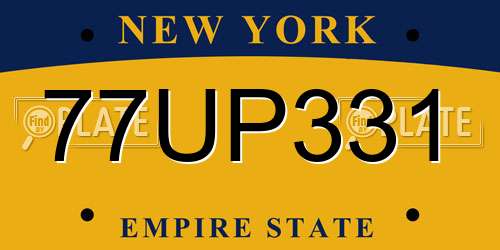 77UP331 New York License Plate