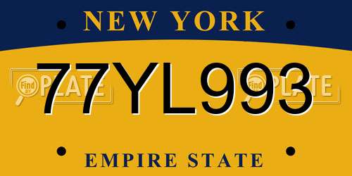 77YL993 New York License Plate