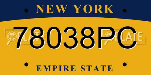 78038PC New York License Plate