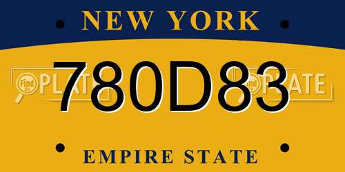 780D83 New York License Plate