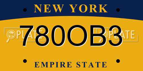 780OB3 New York License Plate