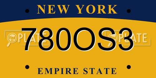 780OS3 New York License Plate