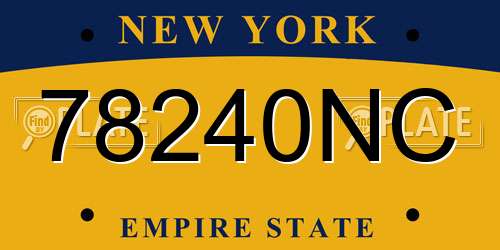 78240NC New York License Plate