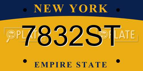 7832ST New York License Plate