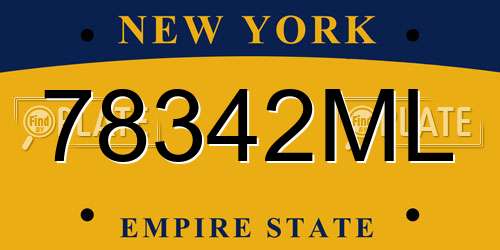 78342ML New York License Plate