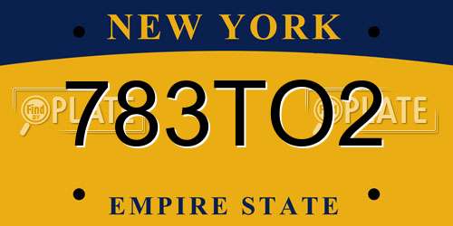 783TO2 New York License Plate