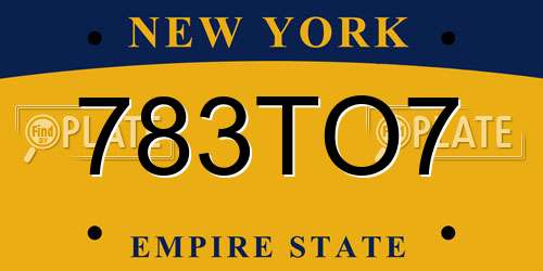 783TO7 New York License Plate