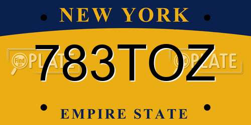 783TOZ New York License Plate
