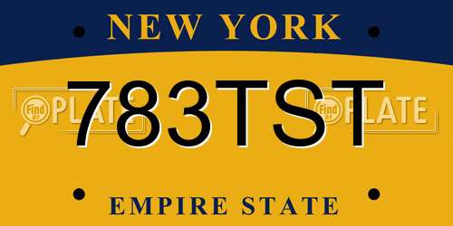 783TST New York License Plate