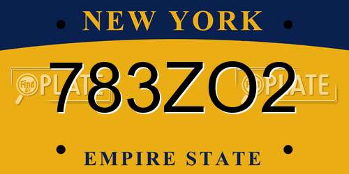 783ZO2 New York License Plate