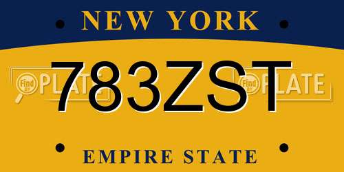 783ZST New York License Plate