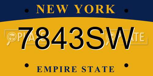 7843SW New York License Plate