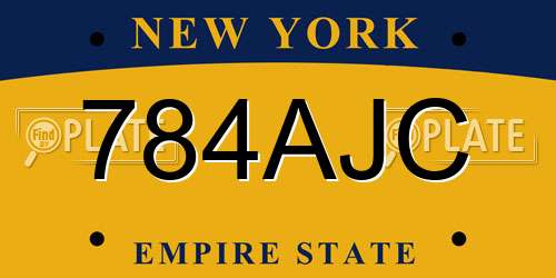 784AJC New York License Plate