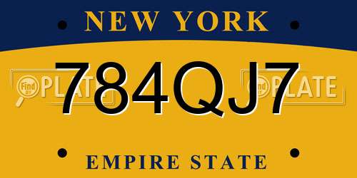 784QJ7 New York License Plate