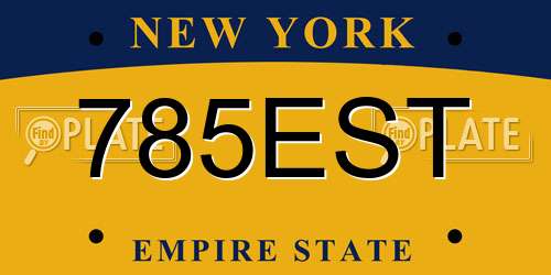 785EST New York License Plate