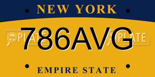 786AVG New York License Plate
