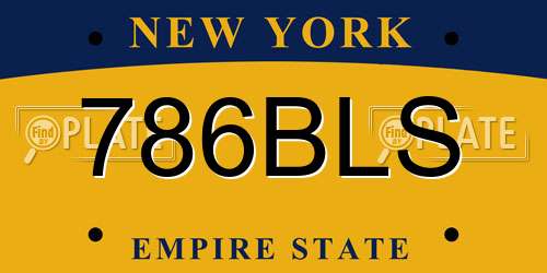 786BLS New York License Plate