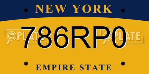 786RP0 New York License Plate
