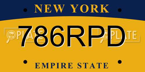 786RPD New York License Plate