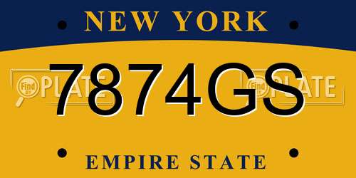 7874GS New York License Plate