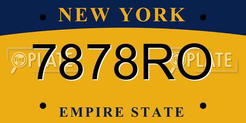 7878RO New York License Plate