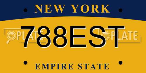 788EST New York License Plate