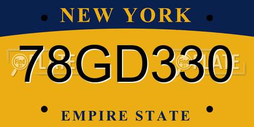 78GD330 New York License Plate