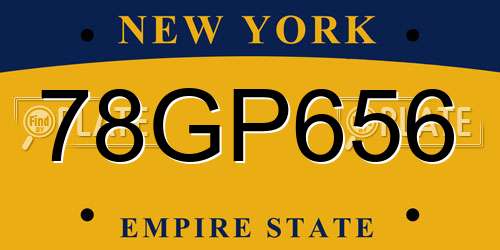 78GP656 New York License Plate