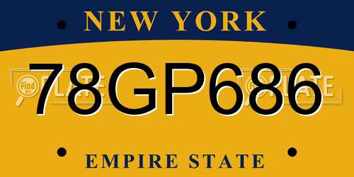 78GP686 New York License Plate