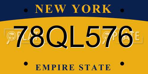 78QL576 New York License Plate