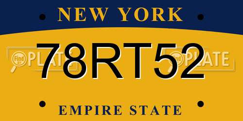 78RT52 New York License Plate