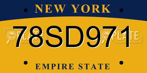 78SD971 New York License Plate