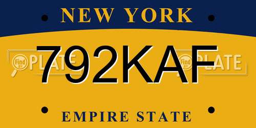 792KAF New York License Plate