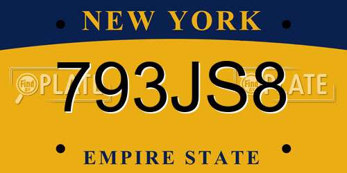 793JS8 New York License Plate