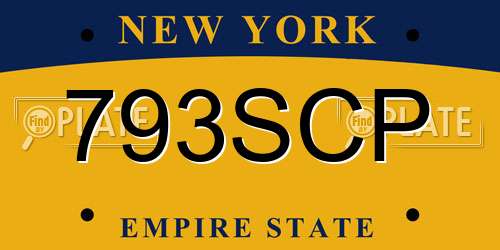793SCP New York License Plate