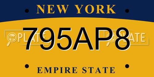 795AP8 New York License Plate