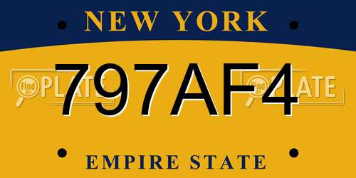 797AF4 New York License Plate