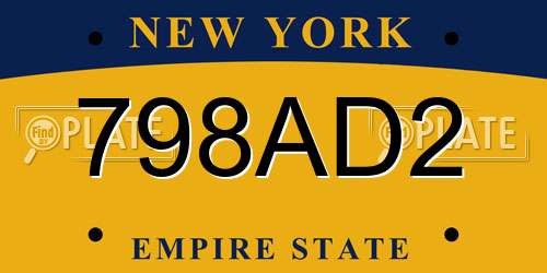 798AD2 New York License Plate