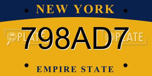 798AD7 New York License Plate