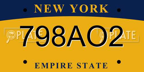 798AO2 New York License Plate
