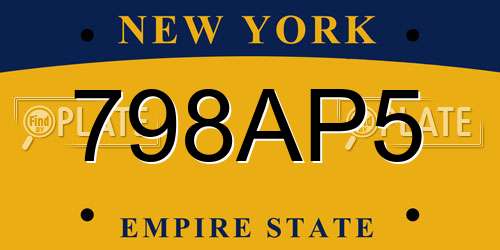 798AP5 New York License Plate