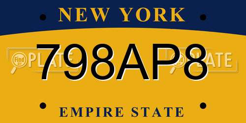 798AP8 New York License Plate