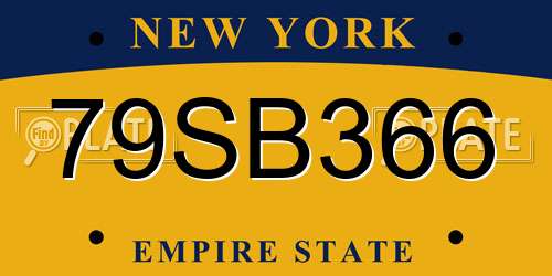 79SB366 New York License Plate