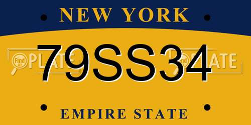 79SS34 New York License Plate