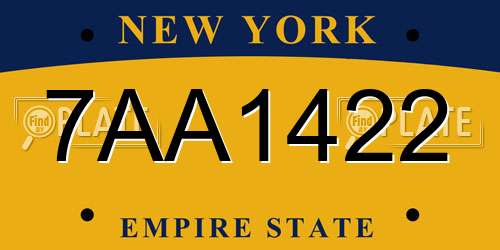 7AA1422 New York License Plate