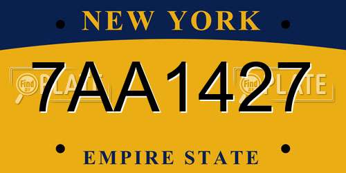 7AA1427 New York License Plate