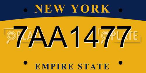 7AA1477 New York License Plate