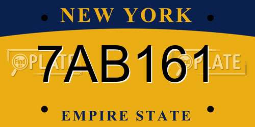 7AB161 New York License Plate